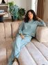 Women Fall Pajama Set Dusty Blue sweatshirt + pants